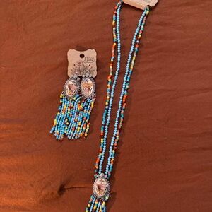 Justin Blue and Orange Beaded Earrings